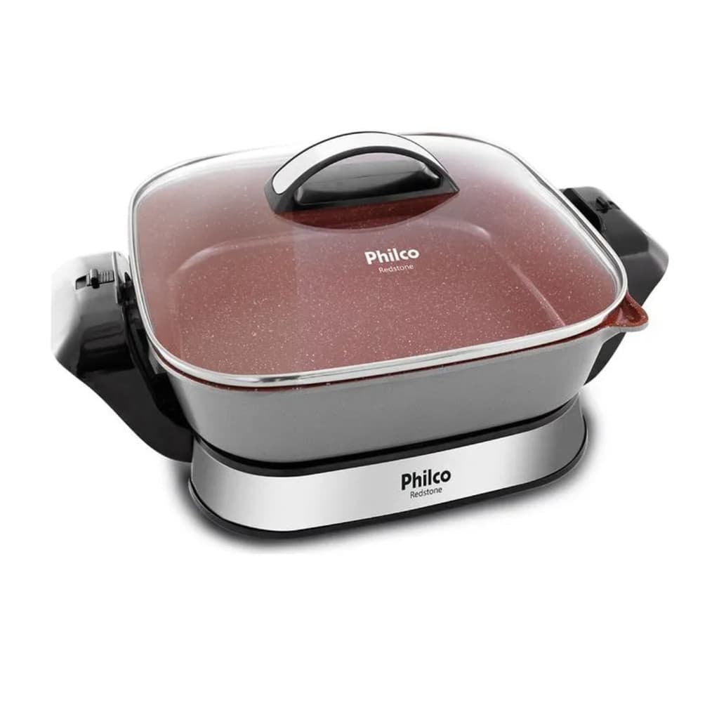 Panela Elétrica Arroz Philco Redstone 4L PPE04 1200w Tampa Vidro Temperado