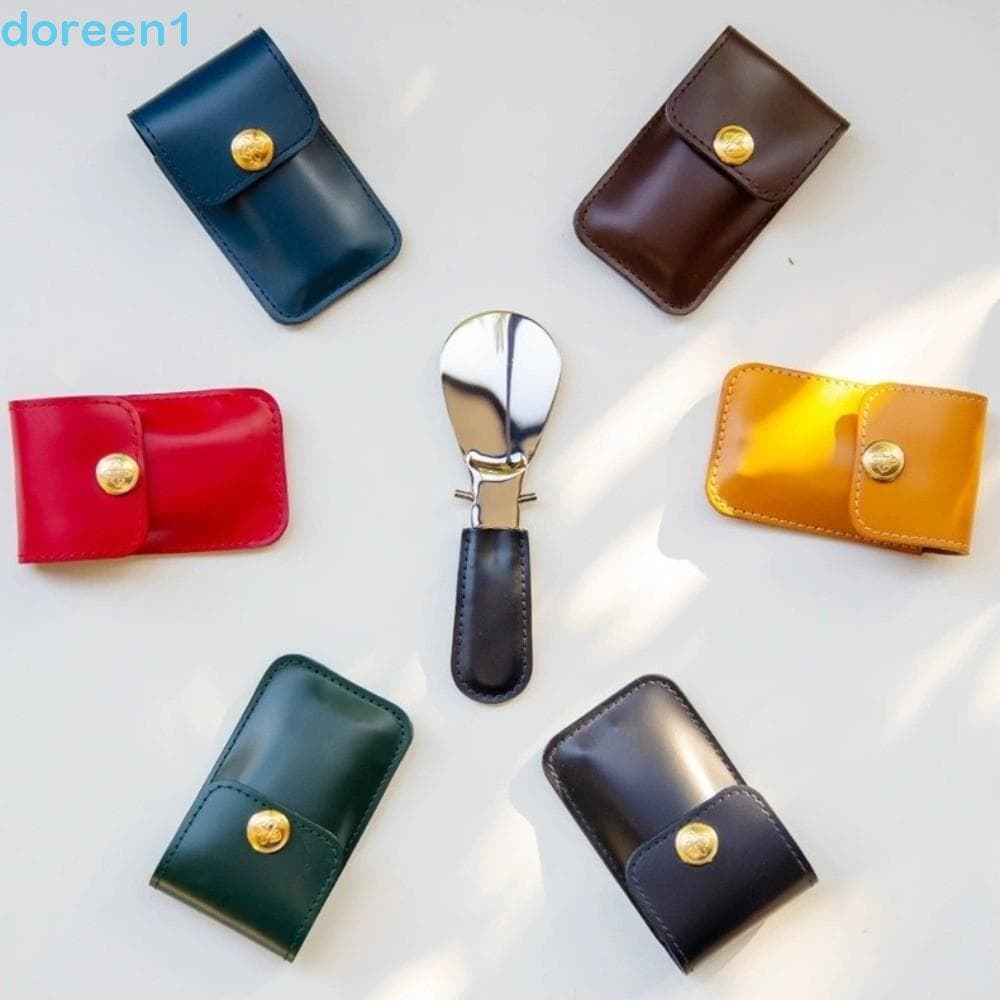 Calçadeira Dobrável DOREEN Para Idosos , Bolsa De Couro , Mini Buzina De Aço Inoxidável , Cor Sólida