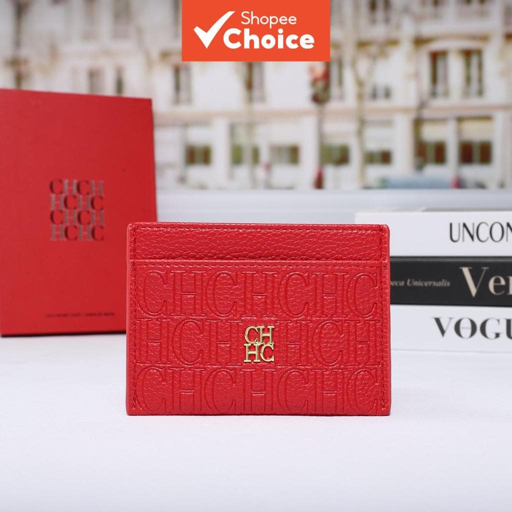 CH Simples Titular Do Cartão De Couro Genuíno Carta Design Carteira Fina Masculino Feminino Moda Clássico Clipe De