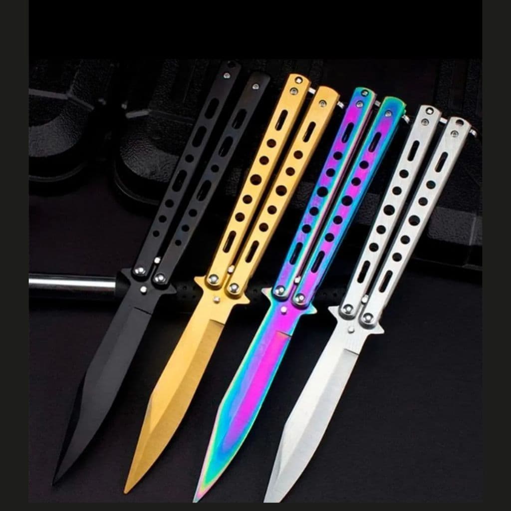 Faca Esportiva para Pesca Borboleta Camaleão Lâmina Resistente  Cores Sortidas