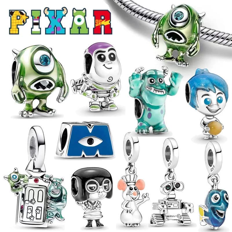 Berloque Disney Pixar Monsters Inc 925 Pingente De Contas De Prata Para Pulseira Original , Presentes DIY