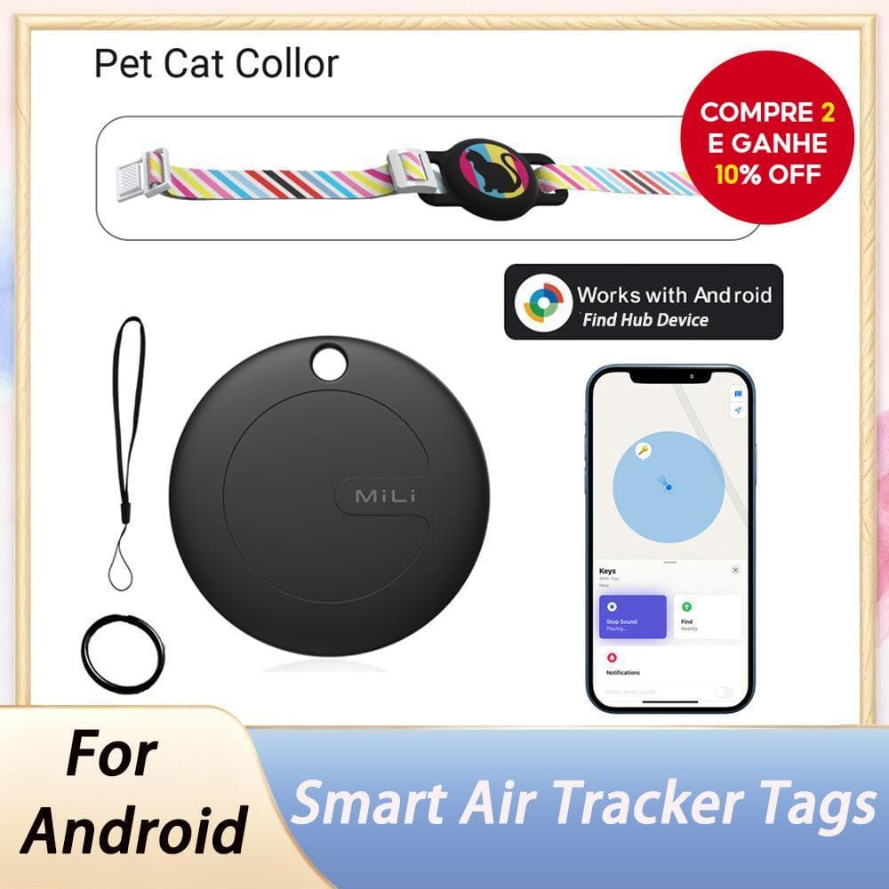  MiLi Tag Smart Tracker para gatos, cães e animais de estimação, localizador à prova d'água, coleira com GPS para Google