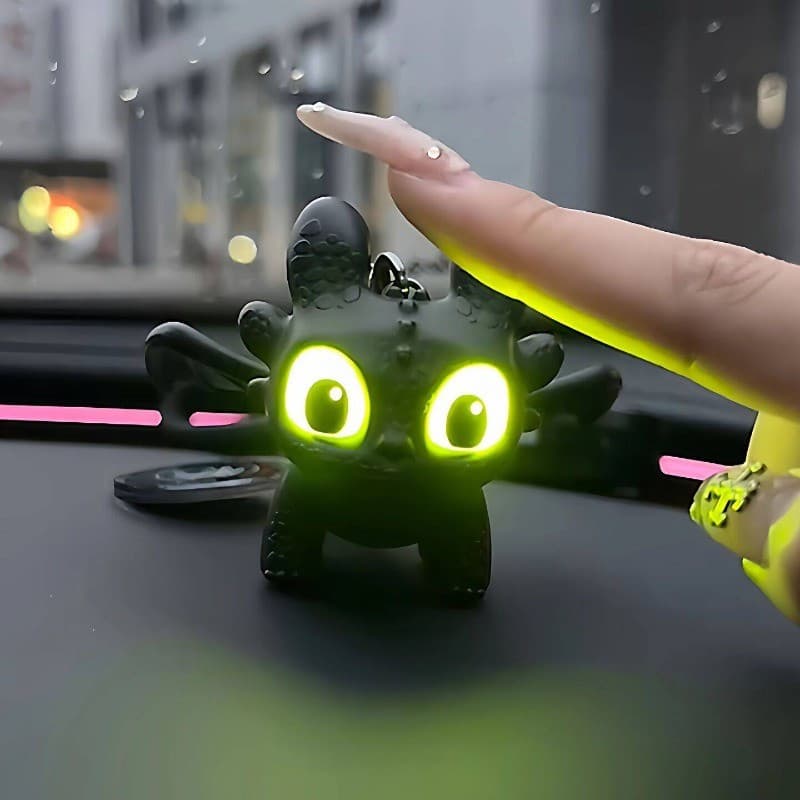 Como Treinar Seu Dragão Ornamento de Interior de Carro Brilhante Sem Dentes, Asas de Fúria Noturna Podem Se Mover Decora