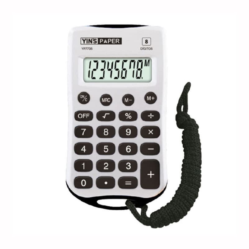 Calculadora de bolso 8 dígitos com cordão Prata YP7735 Yins