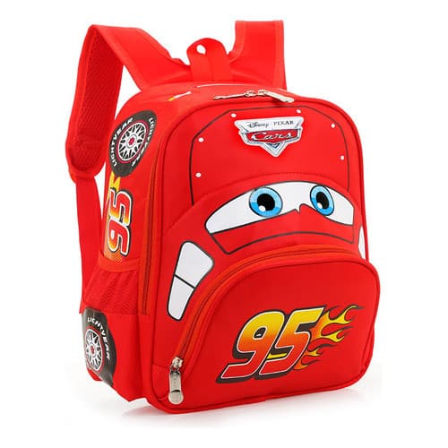 Mochila Carros Relâmpago Mcqueen Escolar Volta Ás Aulas Kid Vermelho Geométrico