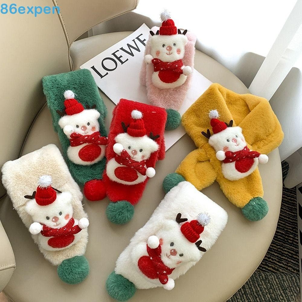EXPEN1 Lenço De Natal Urso Boneca Bonito Quente Inverno Cachecol Gola Pompom Crianças Bebê Envoltório De Pelúcia