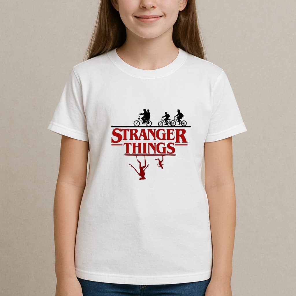 Camiseta Infantil Menina 100% Algodão Stranger Things 1 ao 16