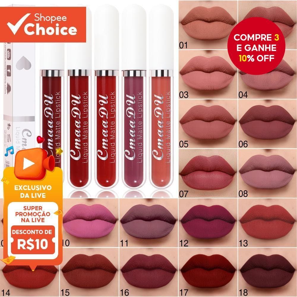 Batom De Maquiagem Fosco Brilho Labial , Veludo De Longa Duração À Prova D'água Sem Transferência , Nude , Profundo , Ve