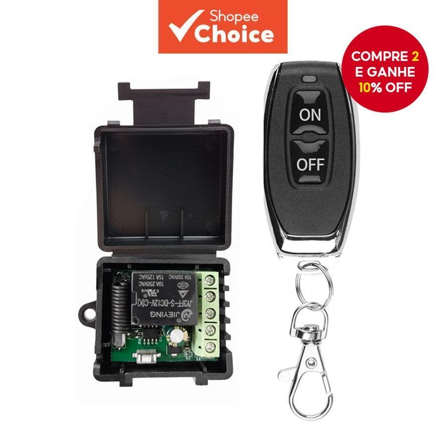  Interruptor de Controle Remoto Sem Fio RF 433Mhz 12V Relé 1CH Módulo Receptor Para Porta LED Trava Eletromagnética