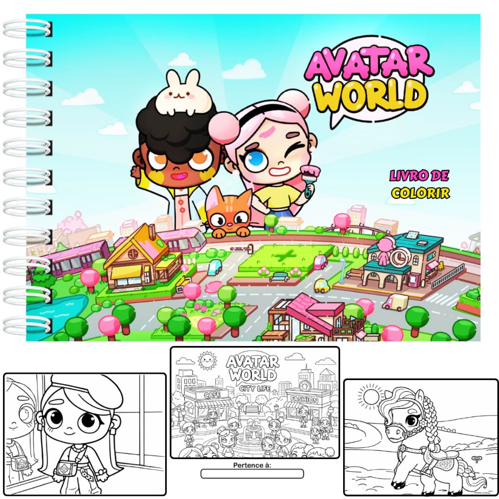 Livro de Colorir Inspirado Avatar World Capa Dura A5 50 Folhas 180g + Acetato