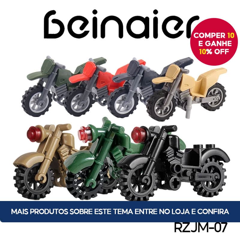 RZJM-7 Moto de brinquedo, brinquedo de bloco de construção para crianças, mini bonecos