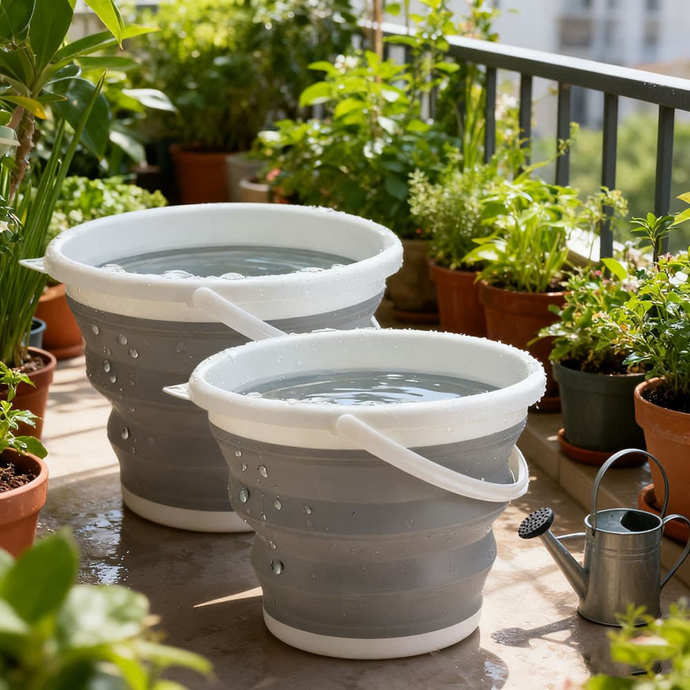 Barril telescópico mágico dobrável de silicone de 10L 26L, fácil de armazenar, portátil para uso externo e doméstico