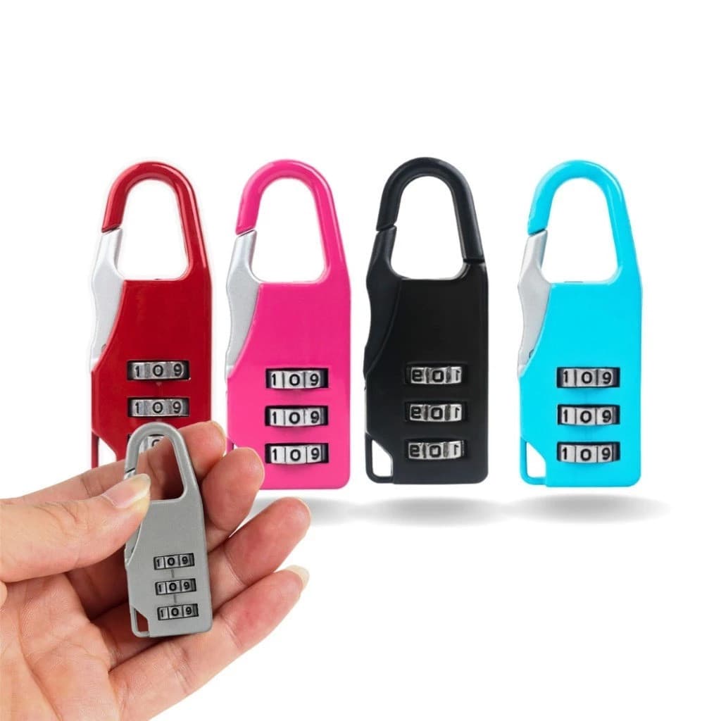 Kit 1/2/3 Mini Cadeados Cromados Com Combinação 3 Dígitos – Trava Portátil Sem Chave Para Viagem -WJ