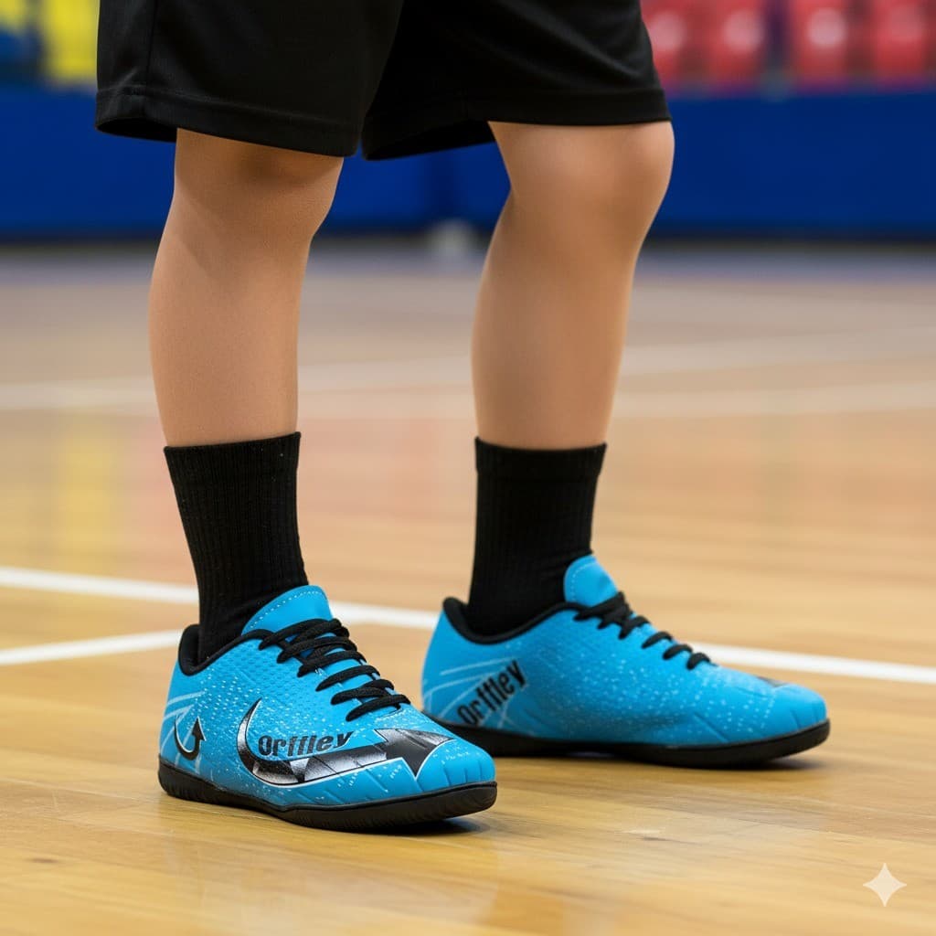 Chuteira Esportiva Masculina Infantil Futsal Jogo em Grama Sintética