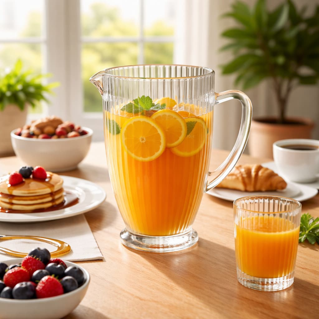 Jarra Canelada Cameratta Versalhes Graffiato Vidro Grosso 1,3 L Agua Suco Mesa Posta Café Da Manhã