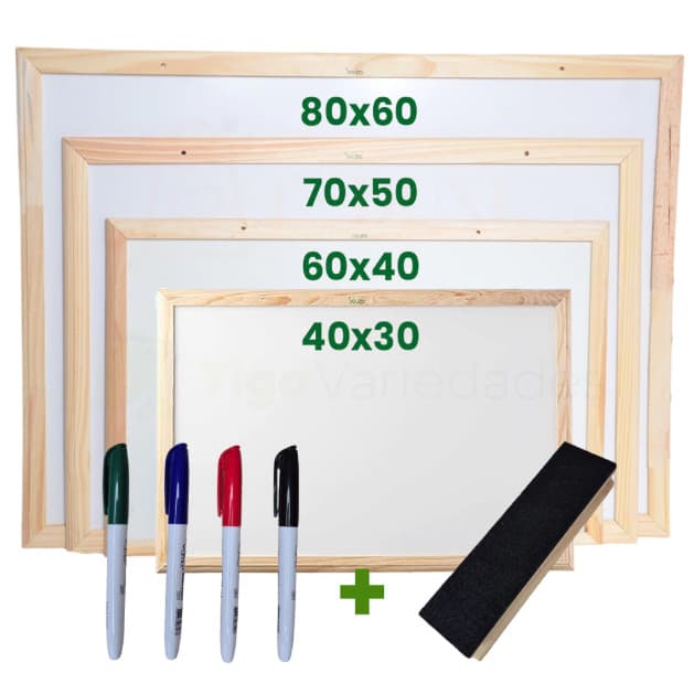 Lousa Escolar Quadro Branco Moldura em Madeira
