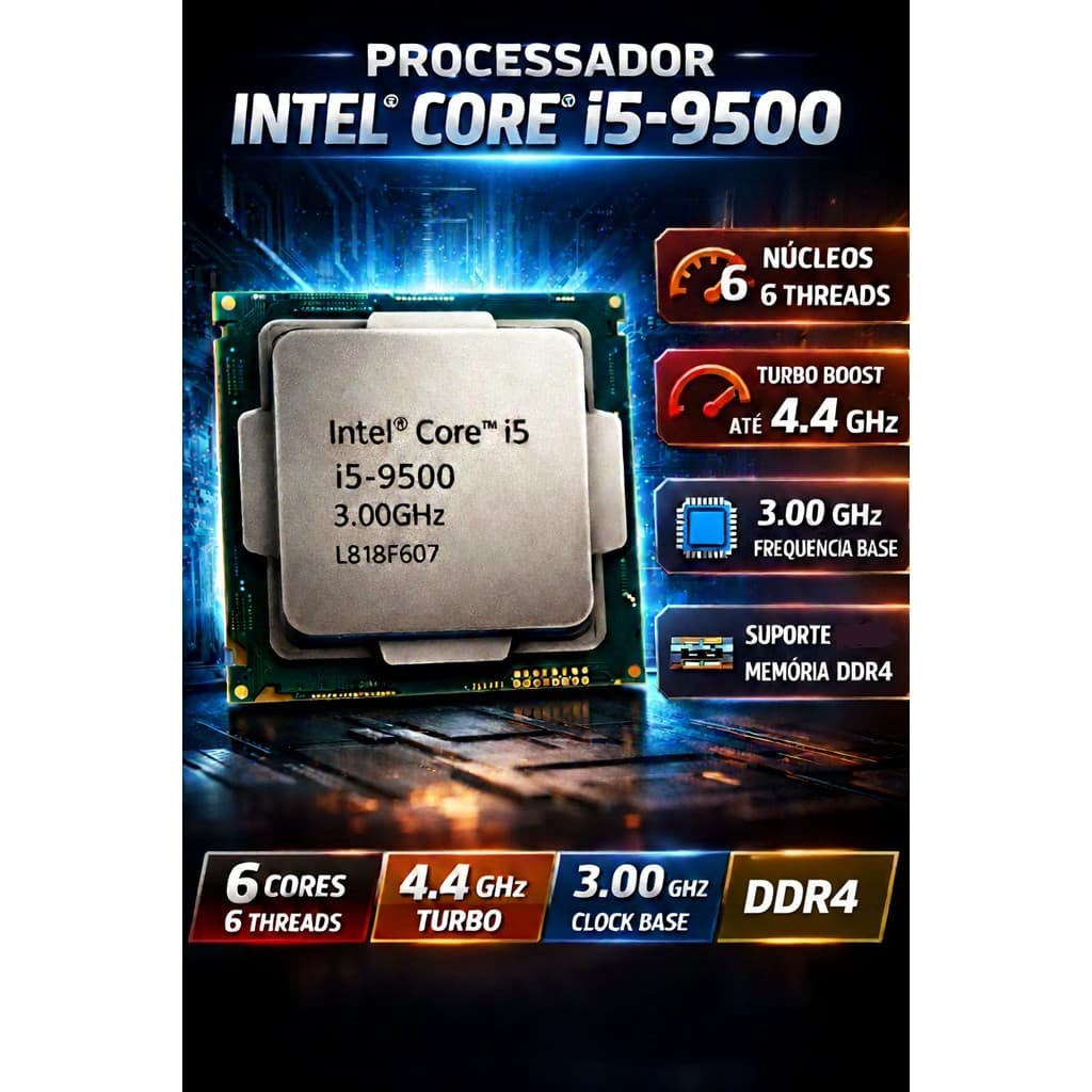 CORE I5 - 9500 - 3.0 GHZ - SOCKET 1151 - 9º GERAÇÃO - OEM S/ CAIXA E S/ COOLER