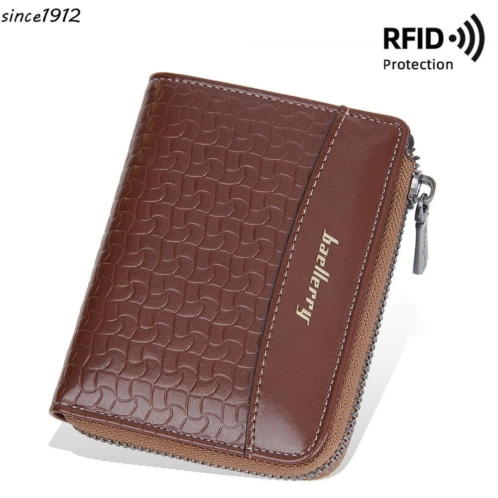 Desce Carteira Curta Masculina , Bolsa De Couro Com Zíper Dinheiro Antifurto , Porta-Crachá De Identificação