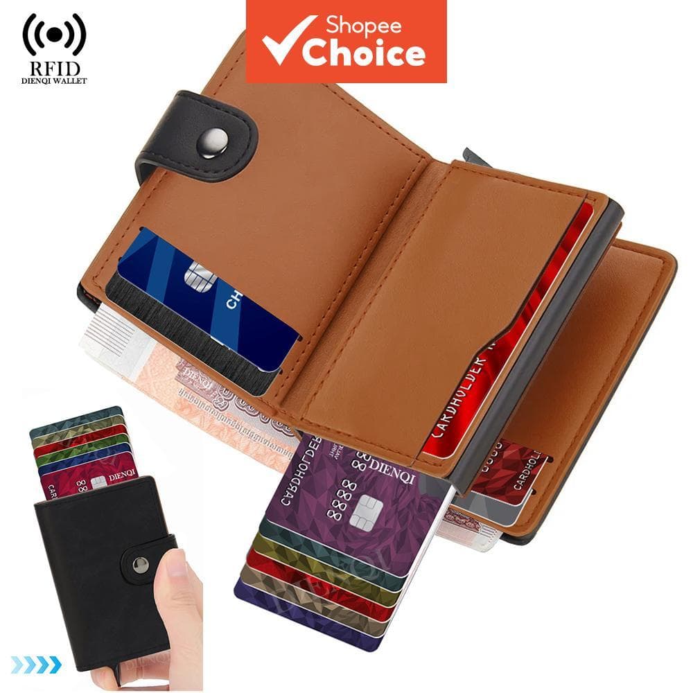  Porta-cartões de crédito feminino antirfid, carteira minimalista, bolsas bifold, porta-cartões de banco comercial, case