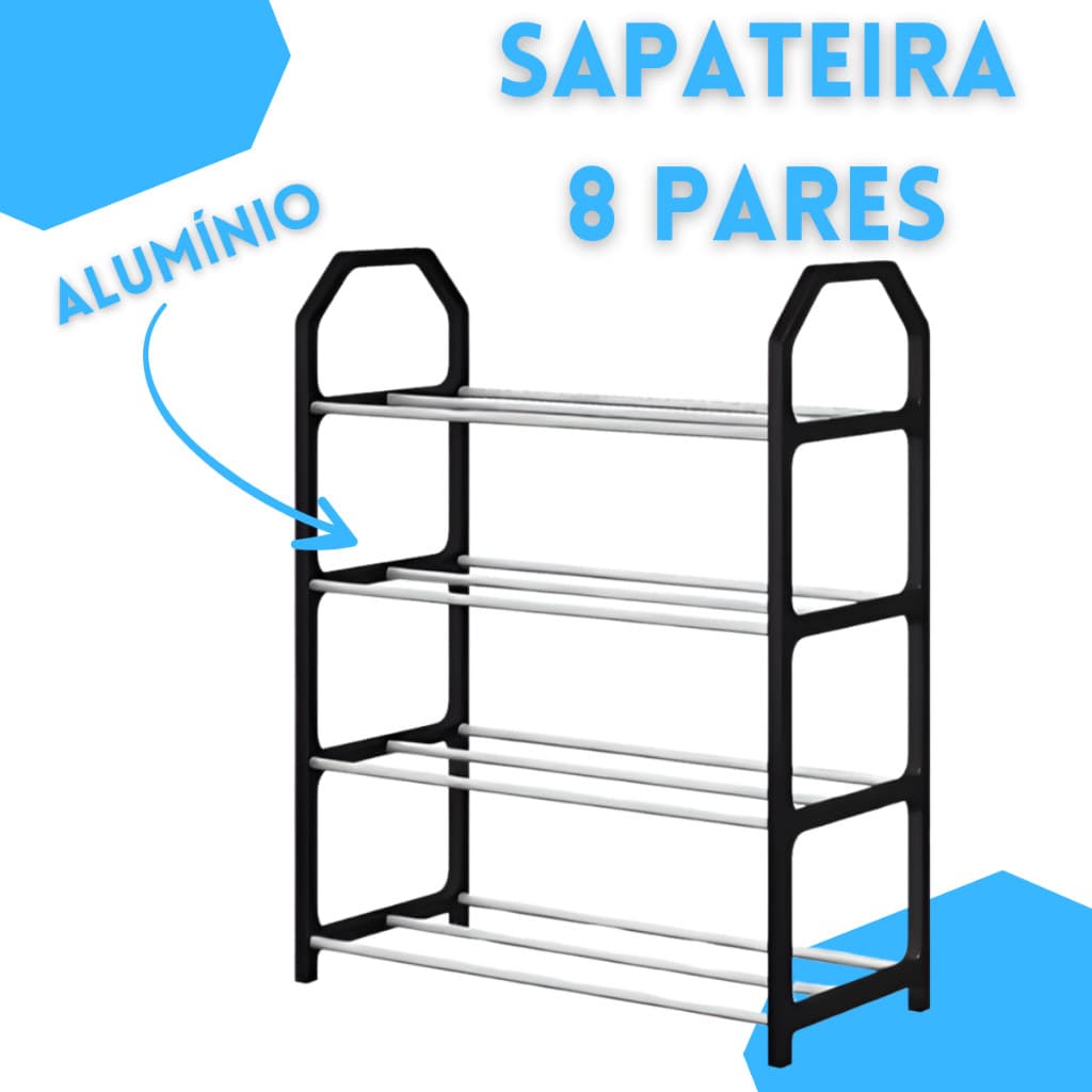 Sapateira Organizador de Sapatos Desmontável 8 pares 4 andares Hall de Entrada Quarto Estante Organizadora Multiuso