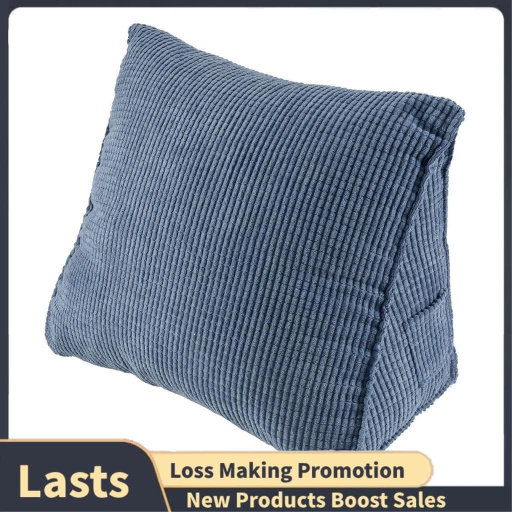 Almofada De Encosto De Leitura Cunha Volta Lombar Cama Cadeira Resto Travesseiro De Apoio (Azul)