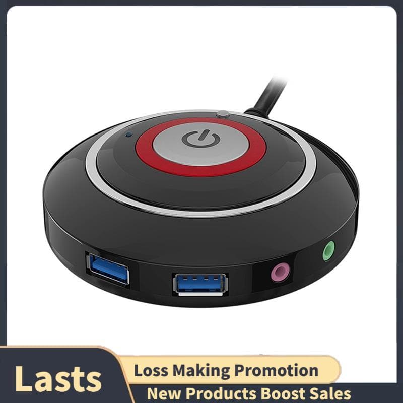 Botão Interruptor De Computador De Mesa Com Portas USB Duplas E Externo De Áudio Para PC Cabo De 165 Cm