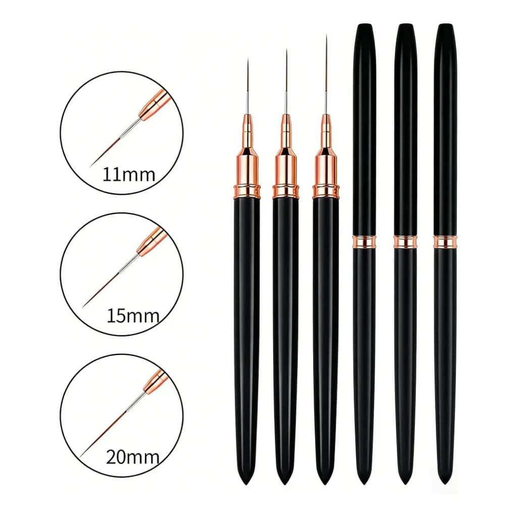 Kit Pincéis Nail Art para Unha Desenho Profissional 5 Peças Manicure