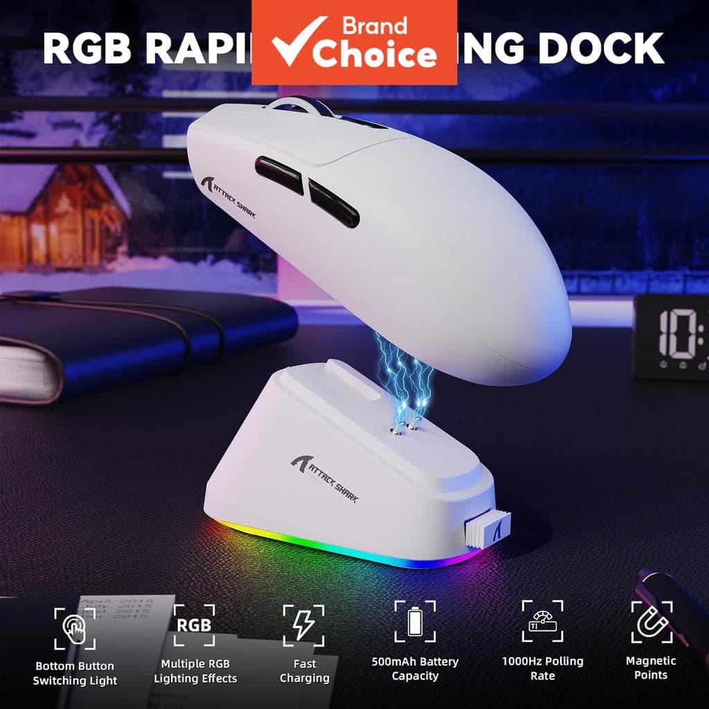  Mouse Gamer Sem Fio ATTACK SHARK G3 Pro Sensor PAW3311 Tri-modo 25000DPI