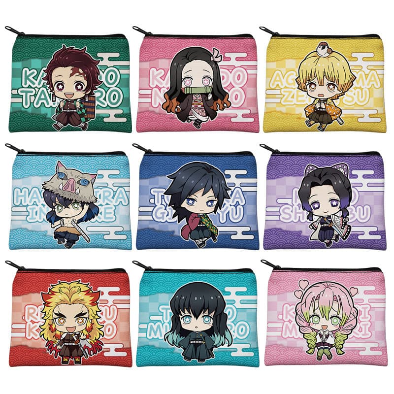Bolsa de moedas de lona Demon Slayer, bolsa de armazenamento de anime Tanjiro/Nezuko/Yiyou, porta-cartões portátil ZA6I