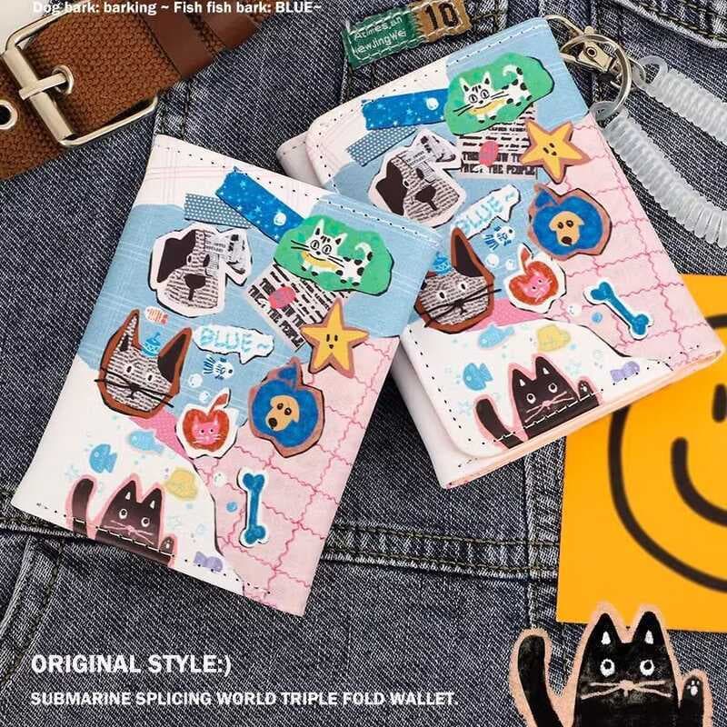 Carteira mundial subaquática, porta-cartões pequeno, grande capacidade, Slot para vários cartões, bolsa de moedas femini