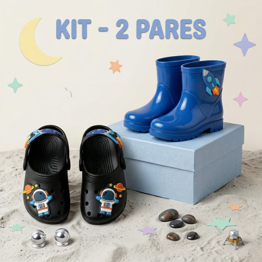 Kit Galocha e Sandália Infantil Menino Leve Confortável Versátil Antiderrapante