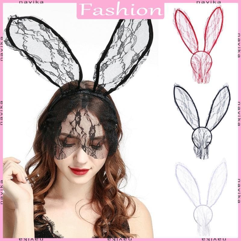 Bunny Ear Headband Rabbits Para Lace Face Veil