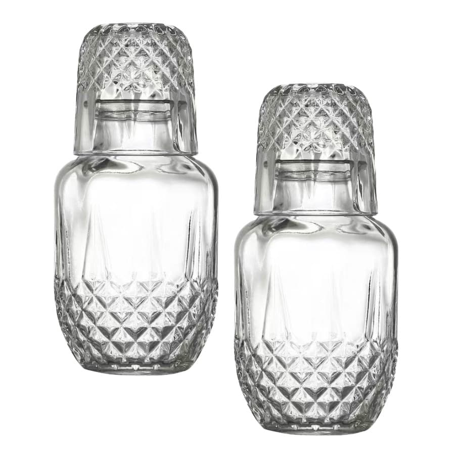 Kit 2 Moringa De Vidro 500ml Com Copo De 145ml Para Água Whisky