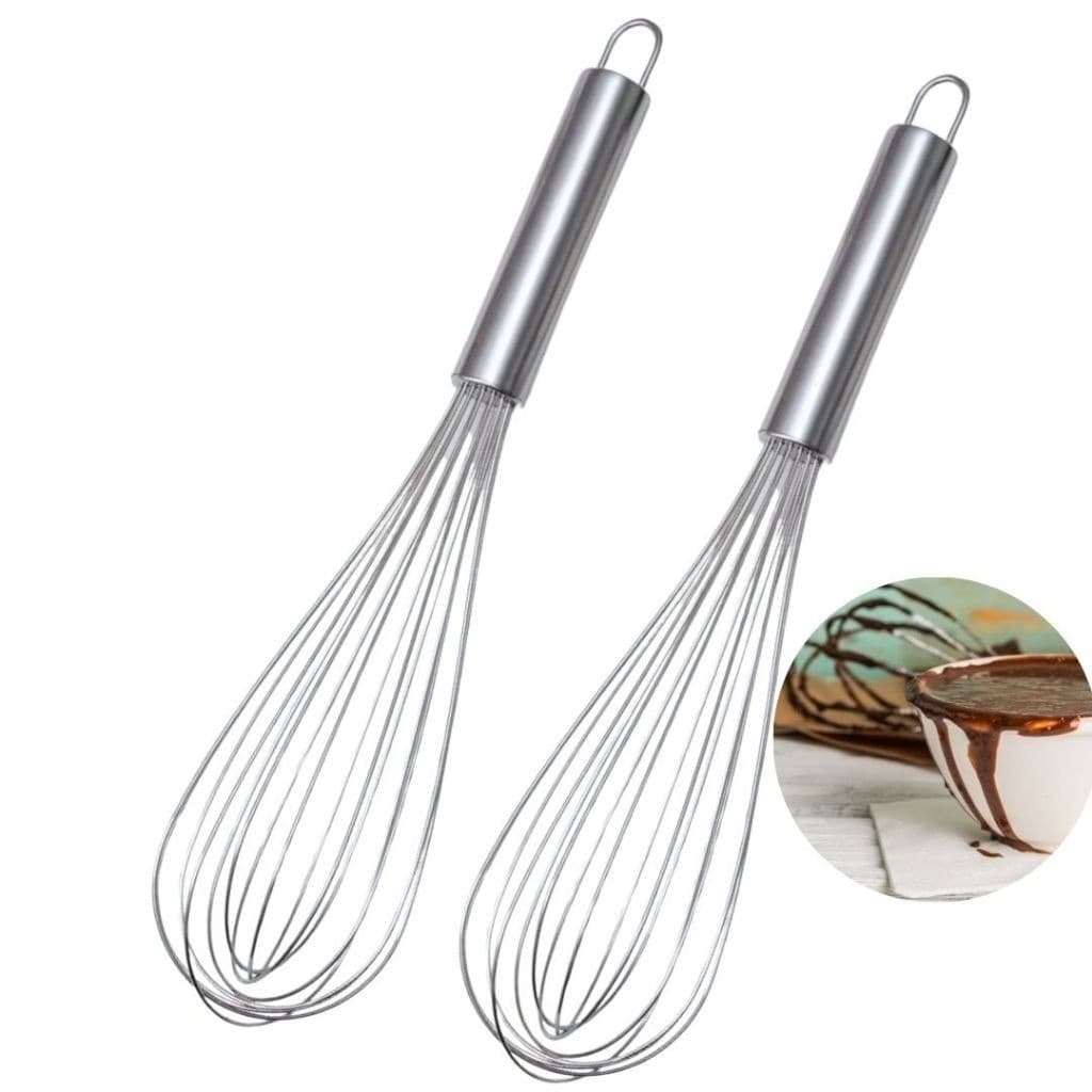 Kit 2 Fue Profissional Batedor de Ovos Fuê Fouet Inox 30 cm Gourmet Omelete Cozinha Massas Clara Casa e Restaurante -KS