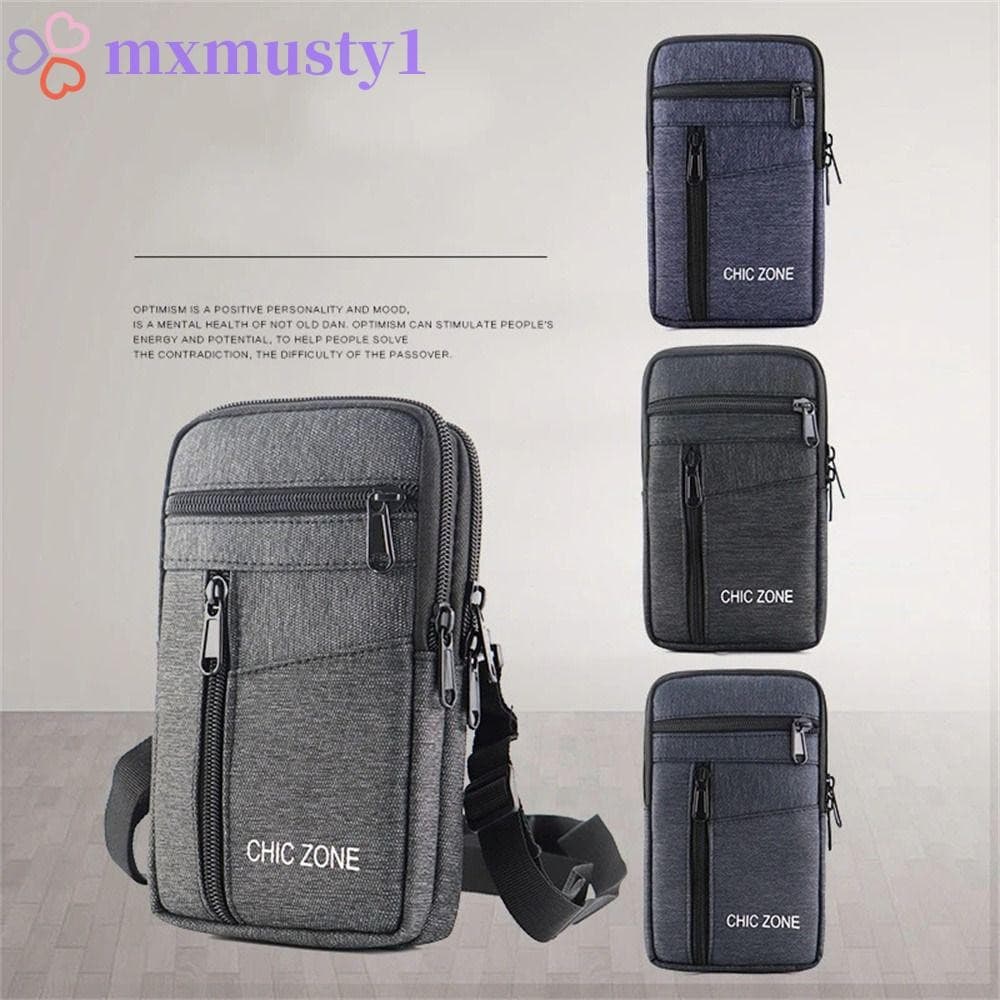 Bolsa De Telefone Masculina MXMUSTY , Camada Dupla Única Com Cintura Para Cinto , Pochete Leve