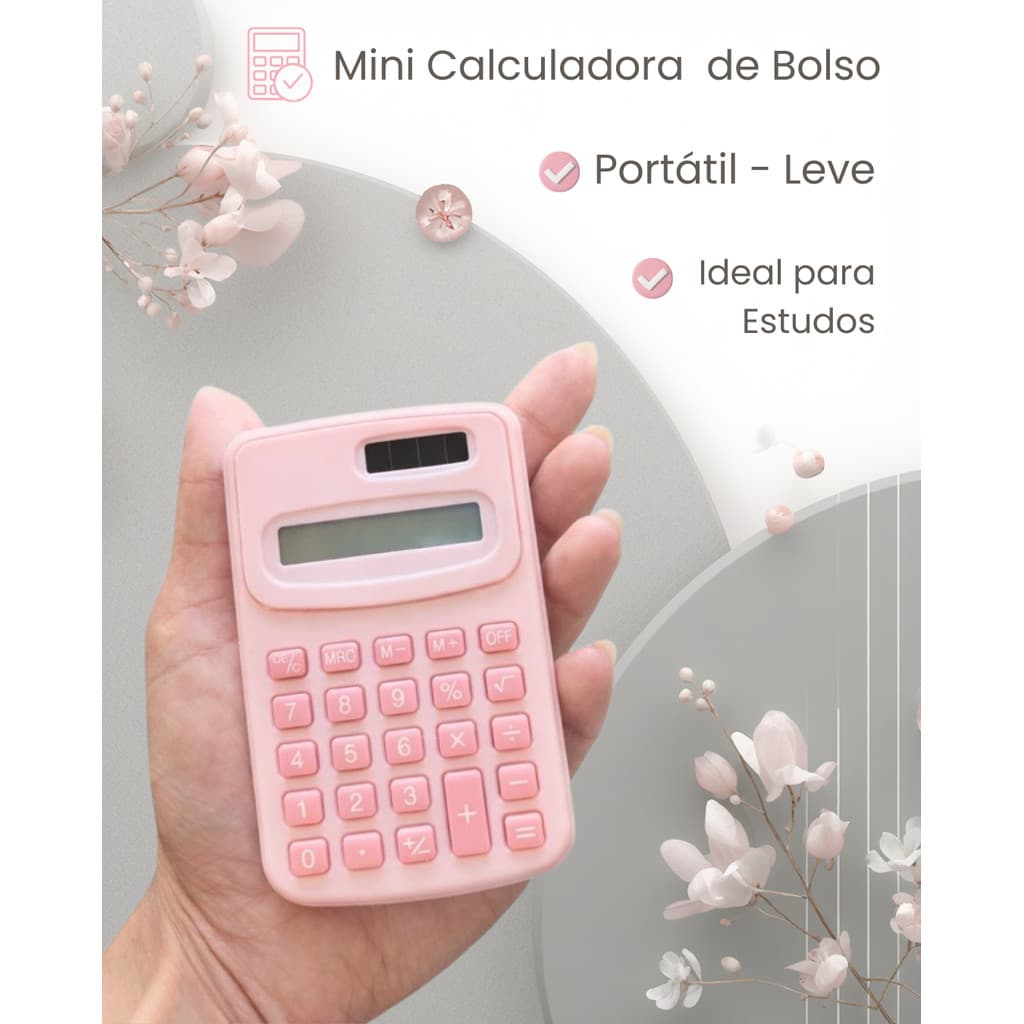 Mini Calculadora de Bolso Portátil 8 Dígitos em Plástico | Matemática Alta Qualidade