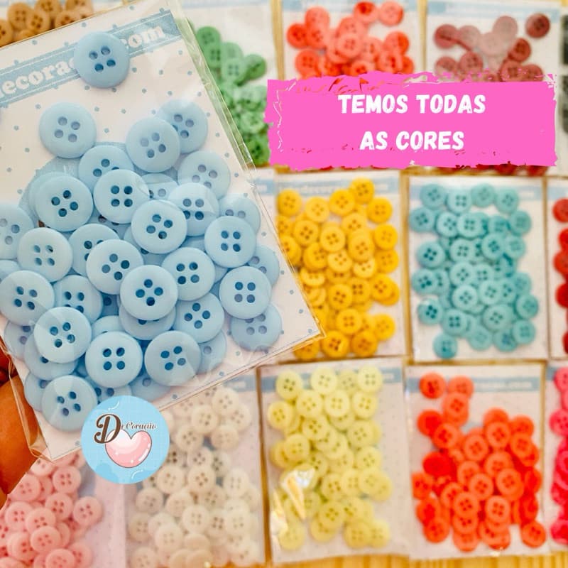 Botões 11mm para Costura e Artesanato – 50 Unidades