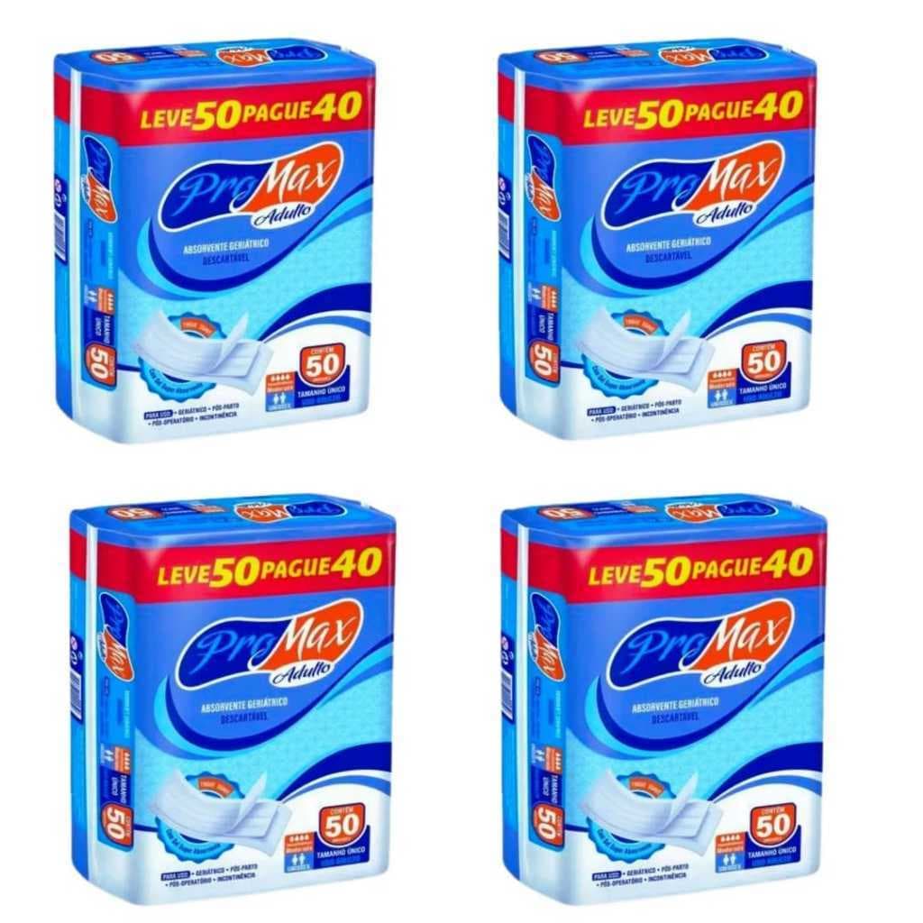 Kit Com 4 Absorventes Geriátrico Pro Max Com 200 Unid