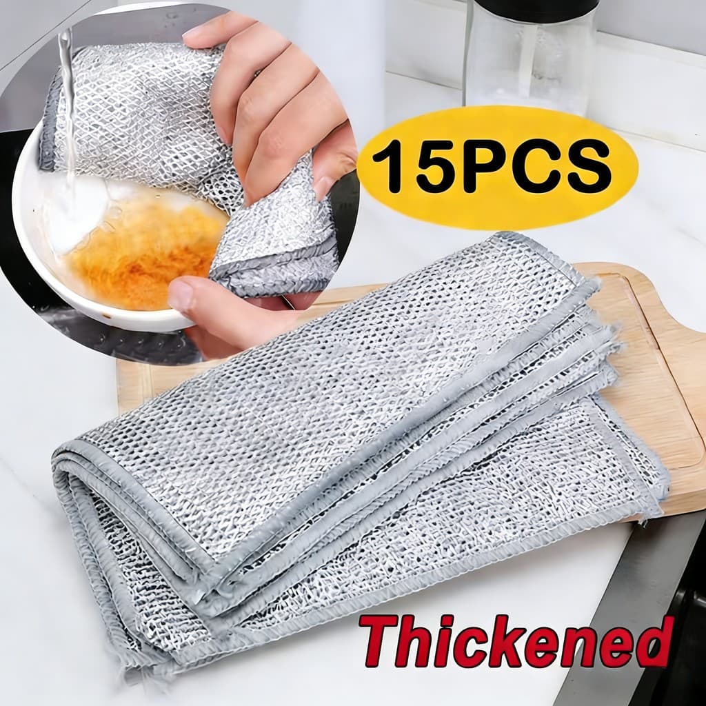 1/15 PCS Pano De Fio Prateado Lavar Louça De Aço Dupla Face Substitui Bola Não Gorduroso Esfregão metal