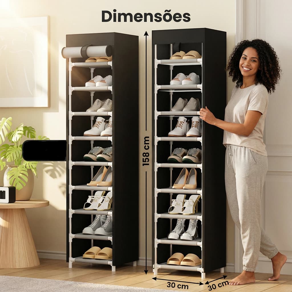 Sapateira 9 Andares Suporta 9/27/54 Pares Sapatos Tenis Chinelos Organizador Armario Prateleira a