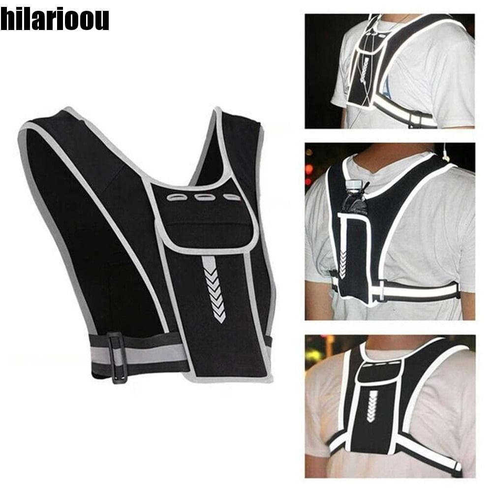 HILARIOOU Mochila Reflexiva Colete Reflexivo Suporte Para Garrafa De Água Bolsa Esportiva Corrida