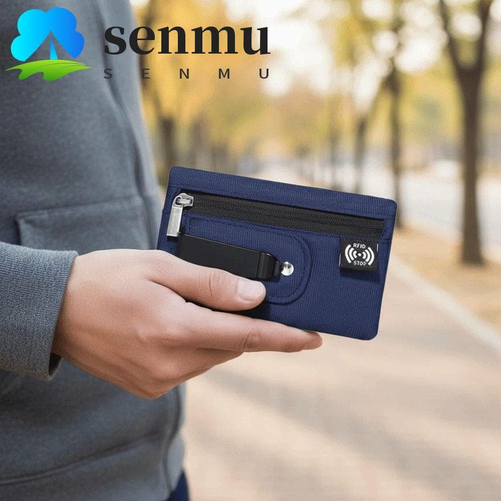 Bolsa SENMU Clip Stash , Carteira Fina De Proteção RFID Para Vários Cartões , Clássica De Cartão De Cor Sólida Com Clipe