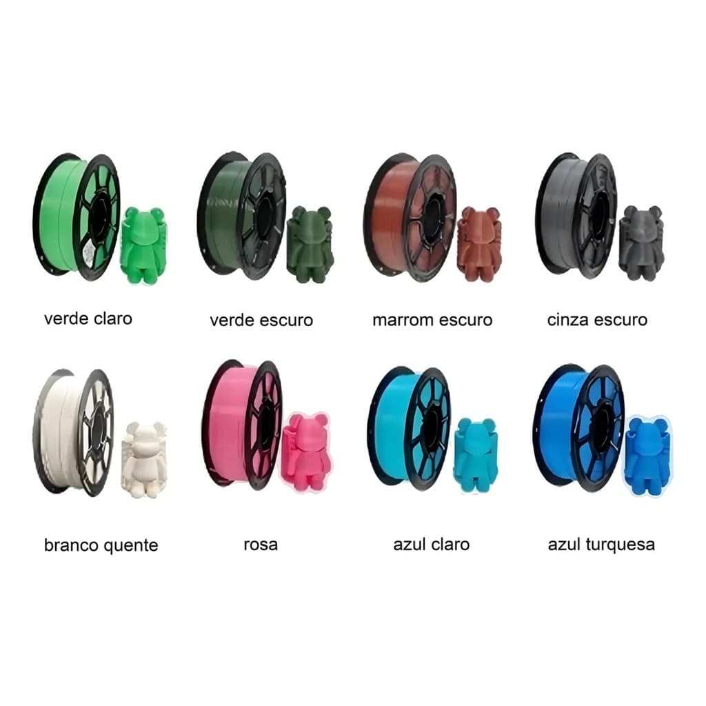 Kit Económico PLA 1.75mm 1kg - 2 a 8 Unidades - Alta Qualidade e Baixo Empeno