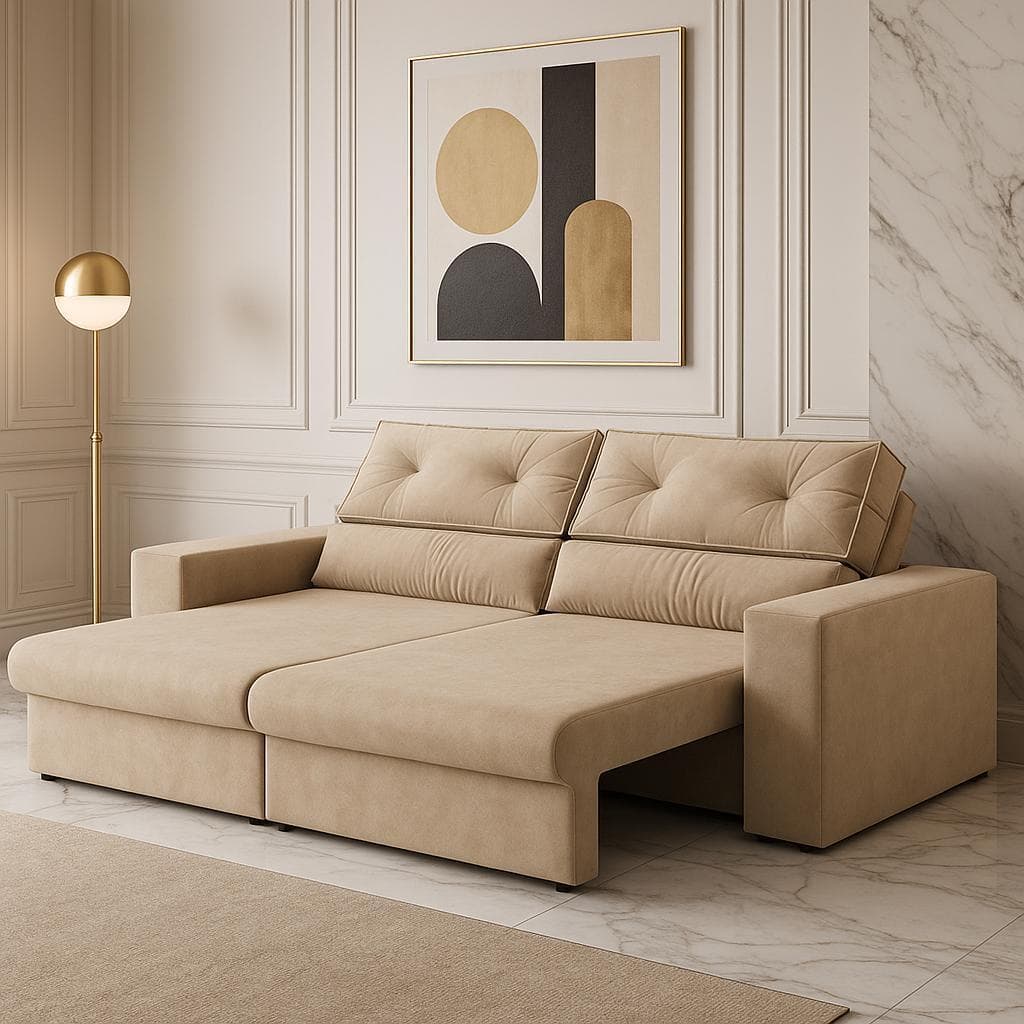 Sofá Retrátil Reclinável 3 Lugares Suede 2,00m Hera