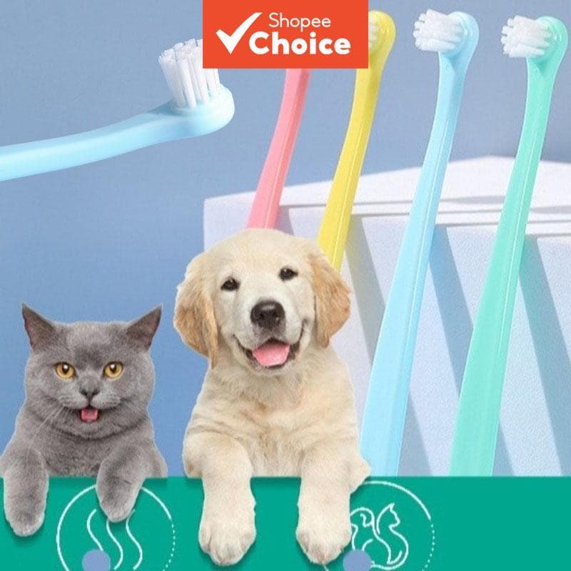 Escova De Dentes Micro Cabeça Para Cães E Gatos – Cerdas Macias Multiângulo De Limpeza Profunda Cuidados Dentários Anima