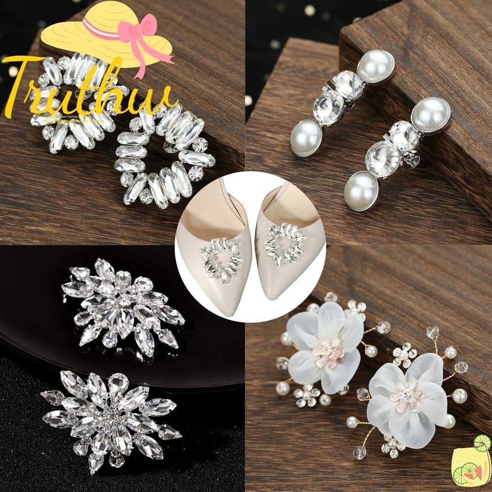TRUTHW 2 Peças De Clipe De Sapato De Strass Broche De Noiva Fivela De Charme De Casamento