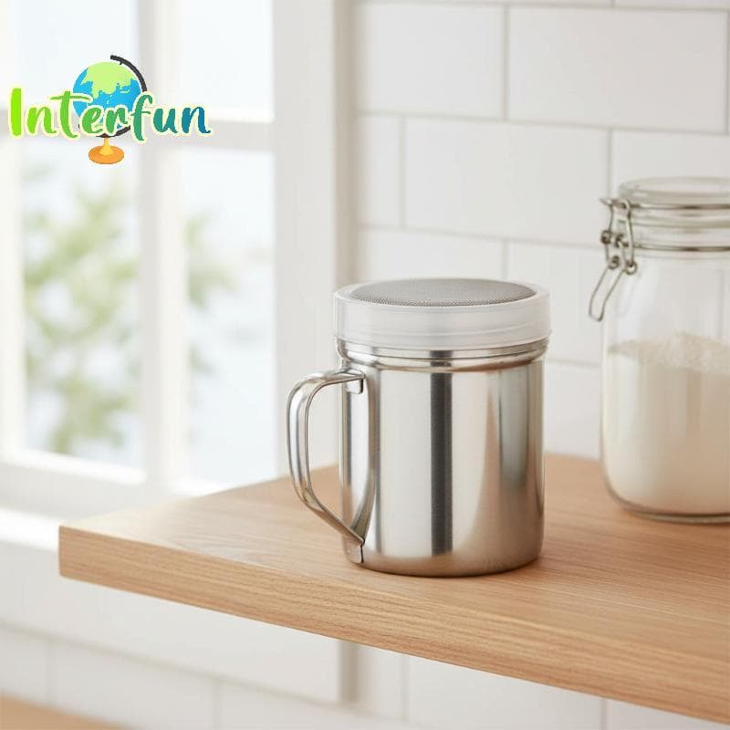 [InterfunB] Agitador De Aço Inoxidável Em Pó Para Açúcar , Espanador Com Alça , Saleiros De Malha Fina , Dragas De Pimen