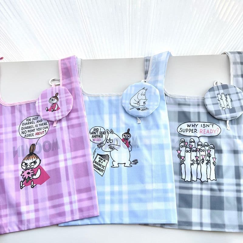 Japonês único moomin Yamei árvore essência verificação padrão dobrável armazenamento saco de compras Eco-Friendly saco p