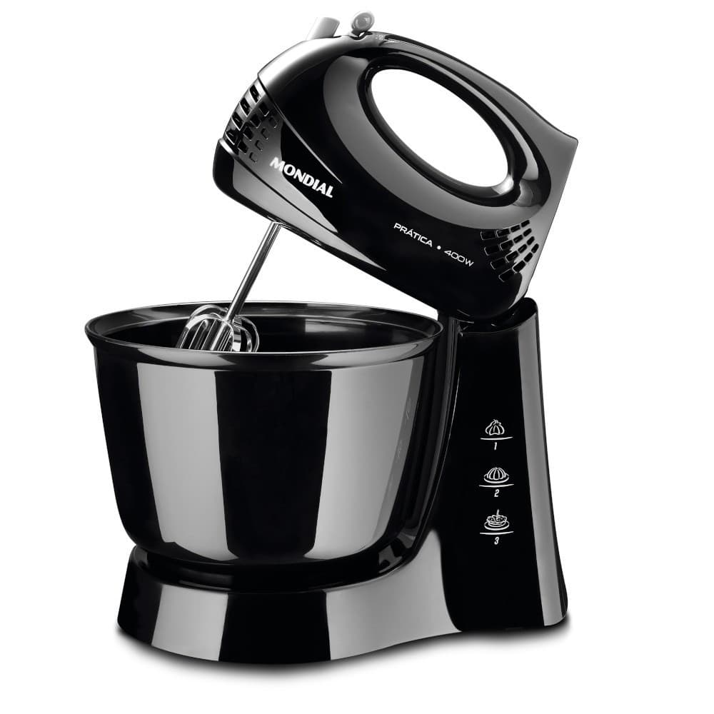 Batedeira 400 watts 3 velocidades preta Prática - B-44-B - Mondial