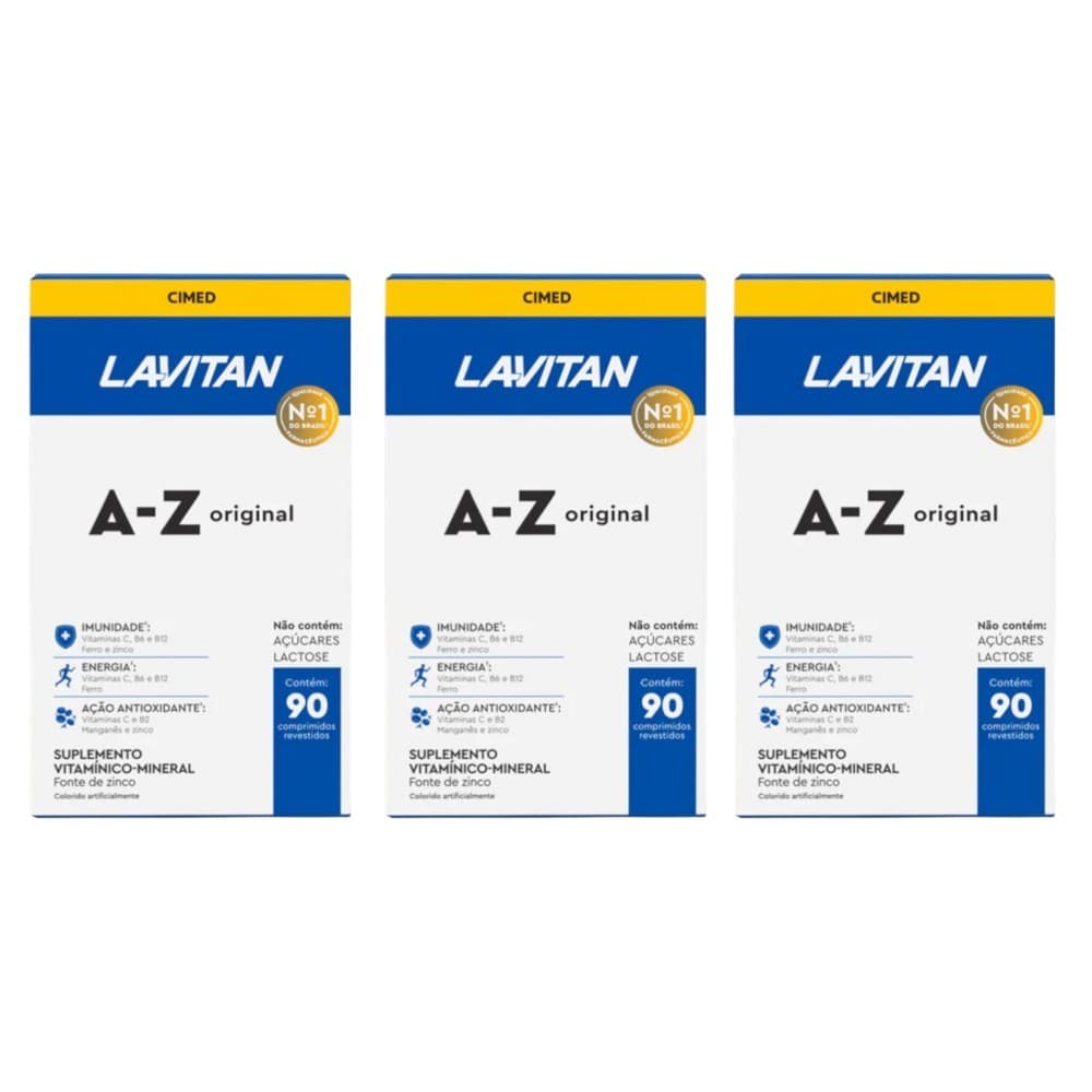 Kit 3 Lavitan AZ Original 90 com Comprimidos